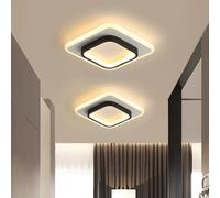 DELIPOP Plafonnier LED Moderne, 21W 3000LM Lampe de Plafond Noir Carré, Luminaire Plafonnier en Acrylique pour Chambre Cuisine Salon Couloir Balcon, Diamètre 24cm, 3000K Lumière Chaude