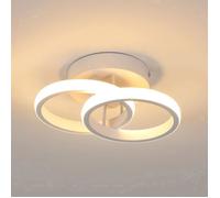 DELIPOP Plafonnier LED Moderne 22W 3000K - 2 Anneaux Blanc - Lumière Chaude - Pour Chambre Salle à Manger Cuisine - 25cm