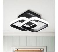 DELIPOP Plafonnier LED moderne 22W - 6500K 2 carré Lustre de Plafond pour salon chambre couloir cuisine salle à manger - Noir