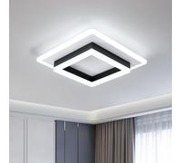 DELIPOP Plafonnier LED Moderne, 30W 3375LM Lampe de Plafond Carré Noir, Luminaire Plafonnier en Acrylique pour Chambre Cuisine Salon Couloir Balcon, Diamètre 30cm, Blanche Froide 6500K