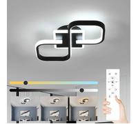 DELIPOP Plafonnier LED moderne 40W 2 Carré Lampe de Plafond dimmable avec télécommande pour salon chambre salle à manger - Noir