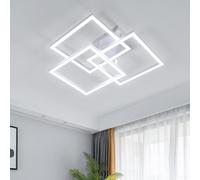 DELIPOP Plafonnier LED Moderne, 40W 4500LM Luminaire Plafonnier LED Carré Design, Lampe de Plafond Salon Blanc Acrylique pour Chambre Cuisine, Blanc Froid 6500K, 62cm