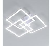 DELIPOP Plafonnier LED Moderne, 40W Luminaire Plafonnier LED Carré Design, Lampe de Plafond Salon Blanc Acrylique pour Chambre Cuisine, Blanc Froid 6500K, 62cm