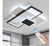DELIPOP Plafonnier LED Moderne 46W Blanc+Noir - Lampe de Plafond Dimmable avec Télécommande - Lustre Salon Chambre Salle à Manger