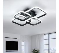 DELIPOP Plafonnier LED Moderne, 60W 6750LM Square 4 Têtes Lampe de Plafond, Noir Luminaire Plafonnier LED pour Salon, Chambre, Cafétéria, Blanc Froid 6500K
