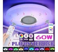 DELIPOP Plafonnier LED Moderne avec intelligent Bluetooth Music 60W RGB avec télécommande pour Chambre Salon Cuisine Taille: 33*6cm