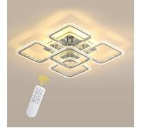 DELIPOP Plafonnier LED Moderne, Éclairage de Plafond Dimmable 2700K-6500K avec Télécommande, Lustre Carré Acrylique 60CM