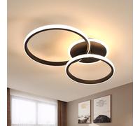 DELIPOP Plafonnier LED Moderne, Rond Acrylique Lampe de Plafond 42W 4725LM, Noir Lustres Led pour Salon, Chambre, Salle à Manger, Cuisine, Blanc Chaud 3000K