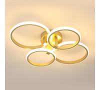 DELIPOP Plafonnier Moderne, 56W 6300LM Rond Luminaire Plafonnier LED Doré, 3000K Blanc chaud Lustre LED en Aluminium pour Salon Chambre Cuisine Salle à Manger