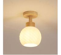 DELIPOP Plafonnier Moderne Bois & Verre - Luminaire Design Minimaliste E27 60W - Lustre Salon et Cuisine Chambre