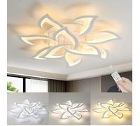 DELIPOP Plafonnier Salon 84W Blanc - Lustre de Plafond Dimmable 10 Lumières Design Ø80cm pour Salle à Manger et Chambre