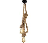 DELIPOP Suspension corde de chanvre - E27 Rétro Lustre de plafond Industrielle salle à manger salon bar - 2 Lumières(Sans ampoule)