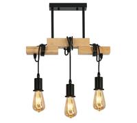 DELIPOP Suspension en bois - E27 Lustre Industrielle rétro pour salle à manger salon bar - Dia 40cm - 3 Lampe(sans ampoule)