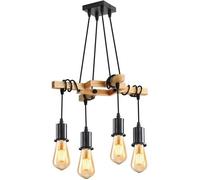 DELIPOP Suspension en bois - E27 Lustre Industrielle rétro pour salle à manger salon bar - Dia 42cm - 4 Lampe(sans ampoule)