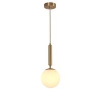 DELIPOP Suspension Luminaire Verre, Vintage Laiton Lustre Salon Forme Boule, E27 Plafonnier Moderne Minimaliste pour Salle à Manger Chambre Cuisine, Câble Textile Réglable