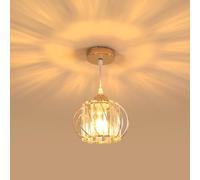 DELIPOP Suspension Luminaires en Cristal, E27 Plafonnier Moderne Doré