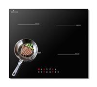 DELITEER Plaque à Induction 4 Feux, Plaque Induction Encastrable 60CM, Table de Cuisson Électrique 7200W, Fonction Boost, Minuterie, Verrouillage de Sécurité, Commande Tactile, sans Prise