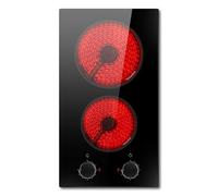DELITEER Plaque Vitrocéramique 2 Feux avec Bouton Glaskeramikkochfeld | Plaque de Cuisson Électrique Encastrable 30CM, Boutons Rotatif, 9 Niveaux de Puissance, 3000W, 220V, sans Prise