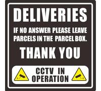 Deliveries If There Is No Answer Please Leave Colis In The Colis, Waterproof & UV Fade Resistant Vinyl Stickers, 100mm x 100mm, CCTV Warning (50)