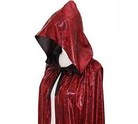DELIVESS Cape de sorcière de Noël et d'Halloween pour femme - Cape à capuche brillante - Costume de serpent - Costume de serpent - 160 cm - Rouge
