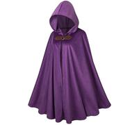 DELIVESS Cape médiévale de la Renaissance avec capuche - Cape de Mardi Gras - Cape de vampire et de sorcière - Costume de fête d'Halloween (99,1 cm, violet)