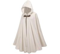 DELIVESS Cape médiévale de la Renaissance pour femme avec capuche - Cape de mariage, victorien et d'Halloween (129,5 cm, beige)
