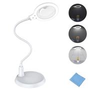 Delixike Lampe loupe 5X - Lampe de Table et de Bureau LED à économie d'énergie Ultra Lumineuse lumière du Jour loupe lumière loupe idéal pour, Blanc