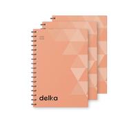 delka Lot de 3 carnets à spirales A4, pages lignées, reliure à spirale durable, papier de qualité supérieure pour l'école, le bureau et la prise de notes, polyvalents (pêche)