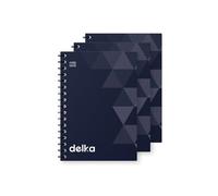 delka Lot de 3 carnets à spirales A5, pages lignées, reliure à spirale durable, papier de qualité supérieure pour l'école, le bureau et la prise de notes, polyvalents (bleu marine)