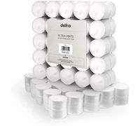 delka Lot de 50 bougies chauffe-plat de 8 heures, longue durée de combustion, non parfumées - Blanc