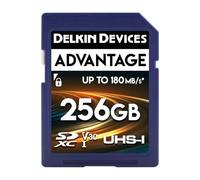 Delkin Devices Advantage Carte mémoire SDXC UHS-I 256 Go - Jusqu'à 150 Mo/s en écriture, 180 Mo/s en Lecture, Cartes mémoire pour appareils Photo avec Carte SD C10, U3, V30, 4K UHD