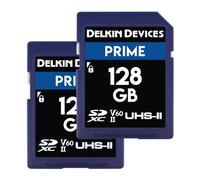Delkin Prime Carte SD 128 Go 2PK pour Appareil Photo numérique | SDXC UHS-II (U3/V60) - Carte SD Haute Endurance | 8K, 4K, Full HD, RAW Burst | Carte mémoire SD DSLR 128 Go