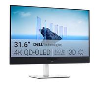 Dell Écran S3225QC 32 Plus 4K QD-OLED - 31,5" (3840 x 2160) 120 Hz 0,03 ms, Audio Spatial 3D amélioré par l'IA, réglage de la Hauteur/Inclinaison/Rotation/Inclinaison - Blanc cendré