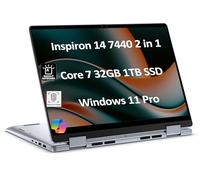 Dell Inspiron 14 7440 Ordinateur portable professionnel 2 en 1 (écran tactile FHD+ 14", Intel 10-Core 7 150U (> i7-1355U), 32 Go de RAM, 1 To SSD, clavier rétroéclairé, lecteur d'empreintes digitales