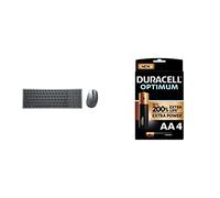 DELL KM7120W Clavier RF sans Fil + Bluetooth QWERTY US International Gris, Titane + Duracell - Nouveau Piles alcalines AA Optimum, 1.5 V LR6 MX1500, Paquet de 4