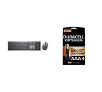 DELL KM7321W Clavier RF sans Fil + Bluetooth QWERTZ Allemand Gris, Titane + Duracell - Nouveau Piles alcalines AAA Optimum, 1.5 V LR03 MX2400, Paquet de 4