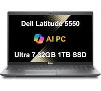 Dell Latitude 5550 Ordinateur portable professionnel (15,6 po FHD antireflet, Intel 12-Core Ultra 7 155U (Beat i7-1355U), 32 Go de RAM DDR5, SSD de 1 To), webcam FHD RVB, Thunderbolt 4, Ethernet, Win