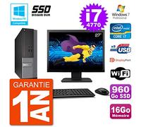 Dell PC 3020 SFF Ecran 27" Intel i7-4770 RAM 16Go SSD 960Go Graveur DVD WiFi W7