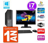 Dell PC 3020 SFF Ecran 27" Intel i7-4770 RAM 8Go Disque 2To Graveur DVD WiFi W7