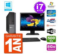 Dell PC 3020 SFF Ecran 27" Intel i7-4770 RAM 8Go Disque 500Go Graveur DVD WiFi W7