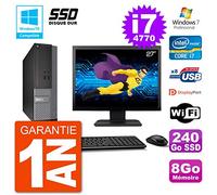 Dell PC 3020 SFF Ecran 27" Intel i7-4770 RAM 8Go SSD 240Go Graveur DVD WiFi W7
