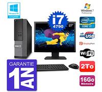 Dell PC 3020 SFF Ecran 27" Intel i7-4790 RAM 16Go Disque 2To Graveur DVD WiFi W7