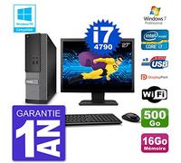 Dell PC 3020 SFF Ecran 27" Intel i7-4790 RAM 16Go Disque 500Go Graveur DVD WiFi W7