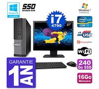 Dell PC 3020 SFF Ecran 27" Intel i7-4790 RAM 16Go SSD 240Go Graveur DVD WiFi W7