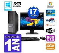 Dell PC 3020 SFF Ecran 27" Intel i7-4790 RAM 4Go SSD 960Go Graveur DVD WiFi W7