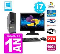 Dell PC 7020 SFF Ecran 27" Intel i7-4770 RAM 16Go Disque 2To Graveur DVD WiFi W7