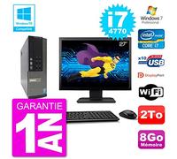 Dell PC 7020 SFF Ecran 27" Intel i7-4770 RAM 8Go Disque 2To Graveur DVD WiFi W7