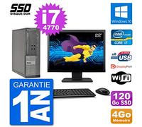 Dell PC Optiplex 3020 SFF Ecran 22" i7-4770 RAM 4Go SSD 120Go Windows 10 WiFi