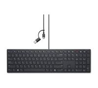 Dell Pro Silent Wired Collaboration Keyboard KB525C - Clavier - USB, USB-C - QWERTY - Pan Nordic - noir - avec 3 years NBD Advance Exchange