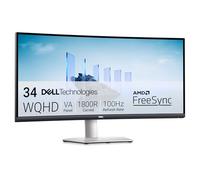 Dell S3423DWC Moniteur - 34 Pouces 3440 x 1440 pixels 100 Hz VA 4 ms AMD FreeSync USB-C, HDMI, Hub USB, Haut-parleurs Intégrés, Réglable, Argent